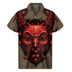 Red Devil Satan Print Men's Short Sleeve Shirt