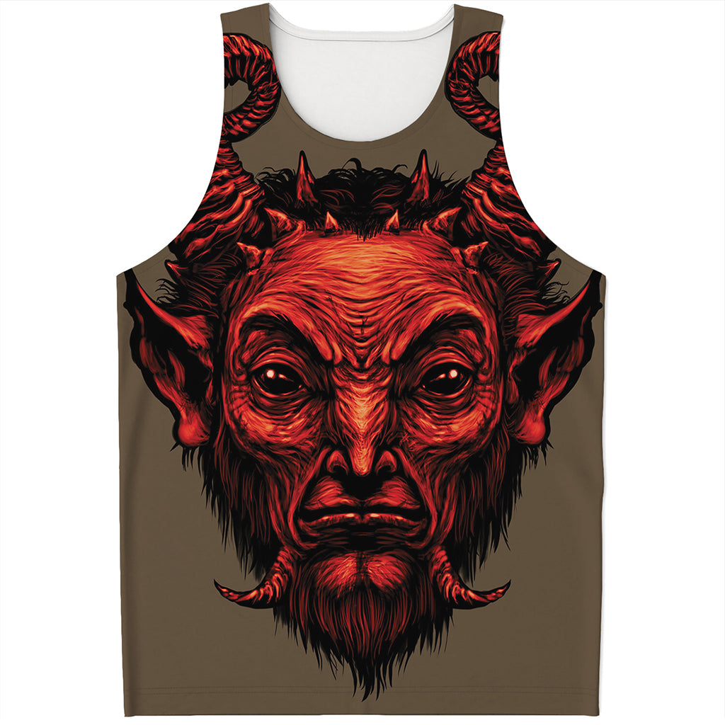 Red Devil Satan Print Men's Tank Top