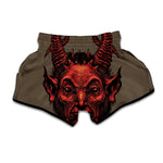 Red Devil Satan Print Muay Thai Boxing Shorts