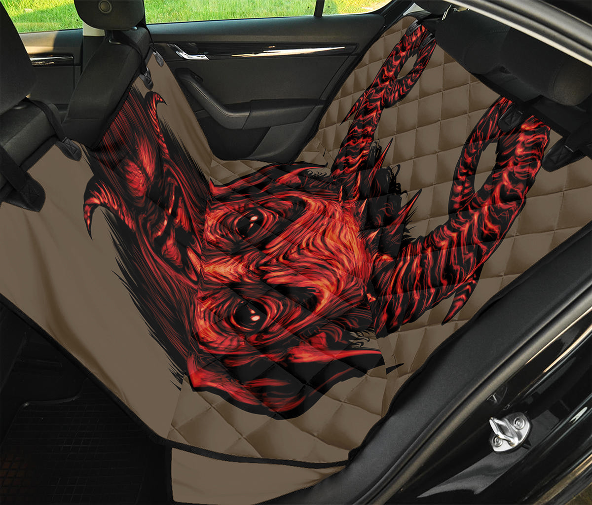Red Devil Satan Print Pet Car Back Seat Cover