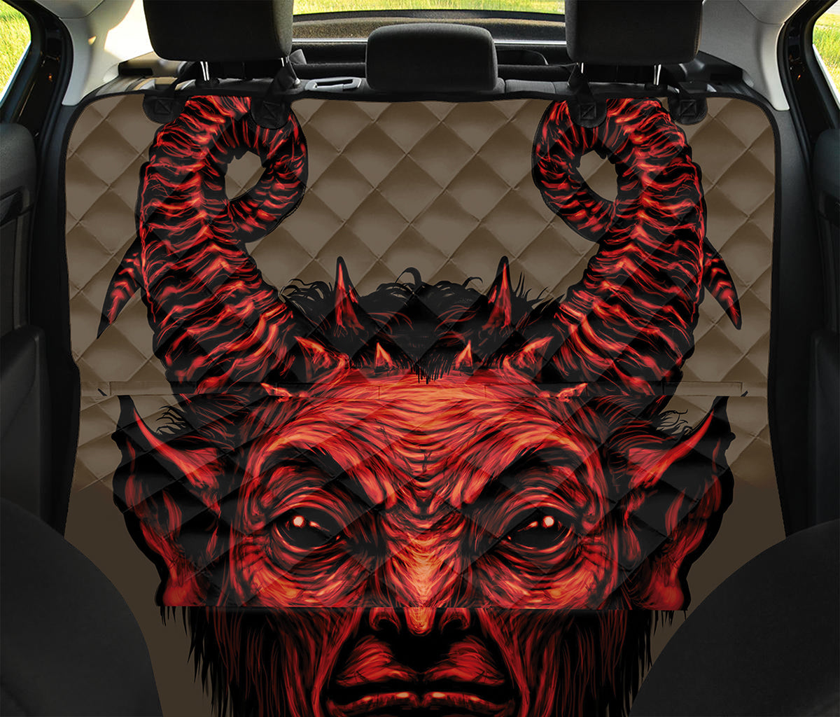 Red Devil Satan Print Pet Car Back Seat Cover