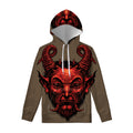 Red Devil Satan Print Pullover Hoodie