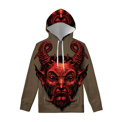 Red Devil Satan Print Pullover Hoodie