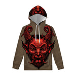 Red Devil Satan Print Pullover Hoodie
