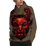 Red Devil Satan Print Pullover Hoodie