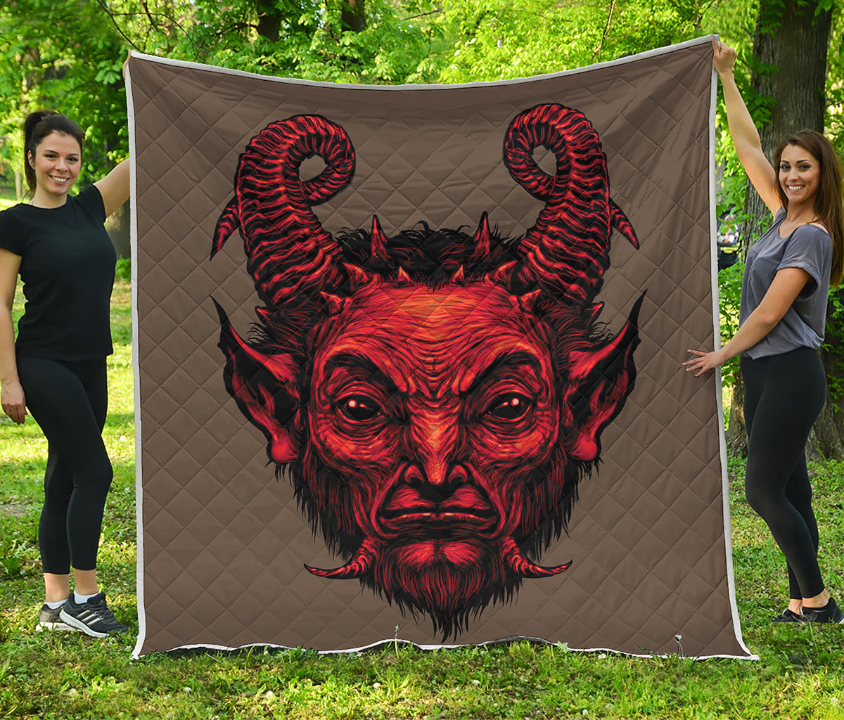 Red Devil Satan Print Quilt