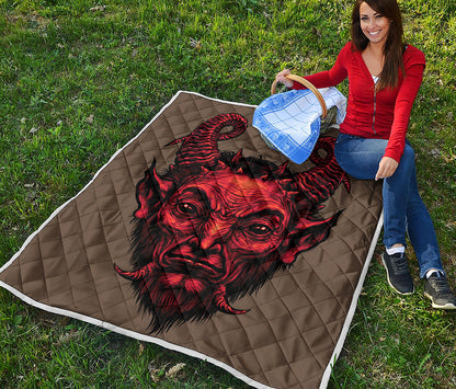 Red Devil Satan Print Quilt