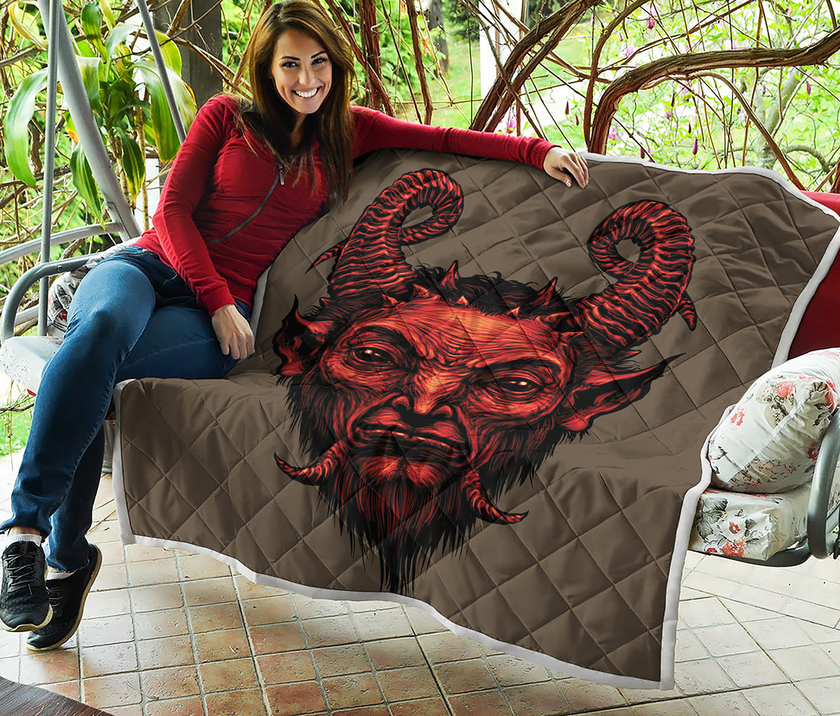 Red Devil Satan Print Quilt