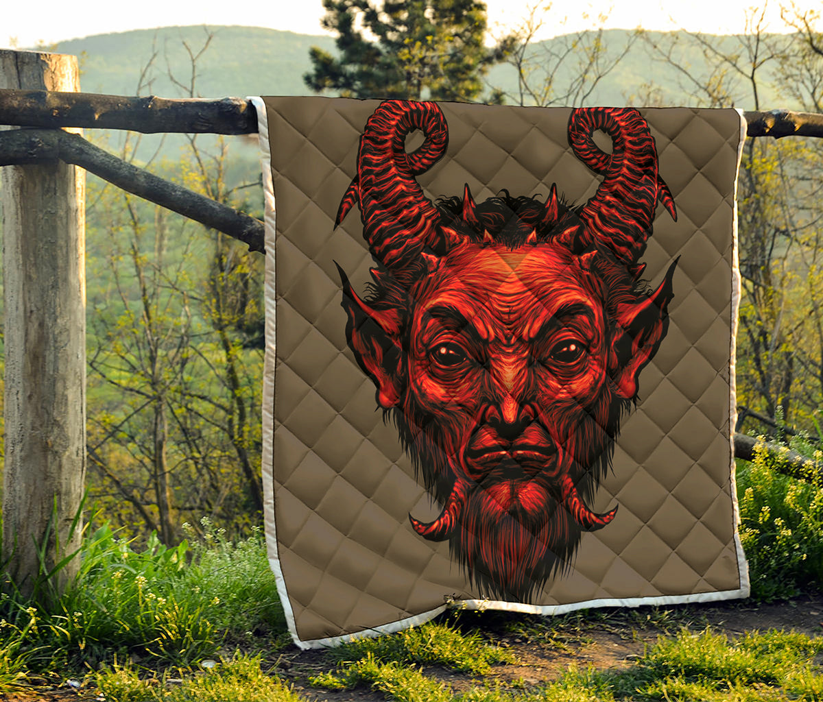 Red Devil Satan Print Quilt