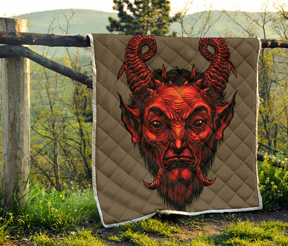 Red Devil Satan Print Quilt