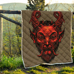 Red Devil Satan Print Quilt