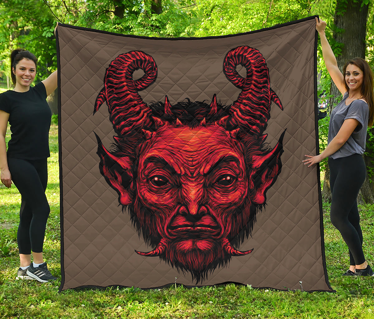 Red Devil Satan Print Quilt