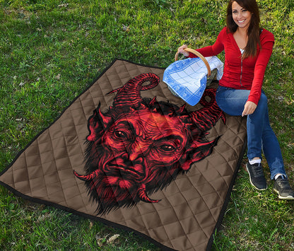 Red Devil Satan Print Quilt