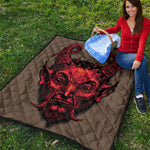 Red Devil Satan Print Quilt
