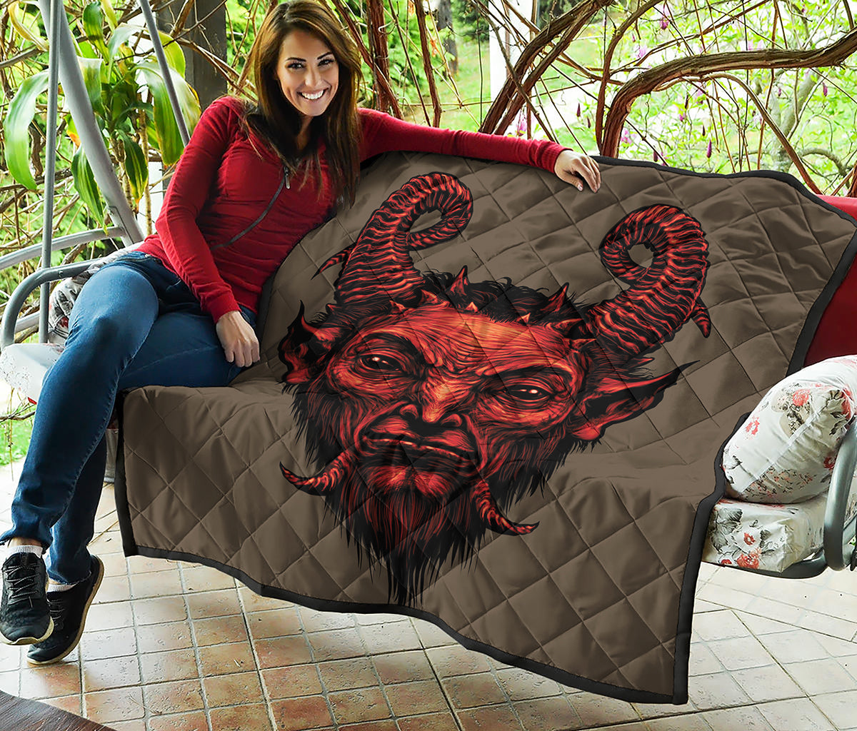 Red Devil Satan Print Quilt