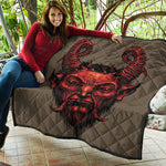 Red Devil Satan Print Quilt