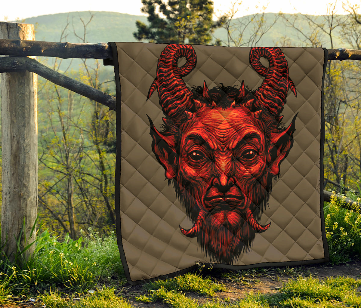 Red Devil Satan Print Quilt