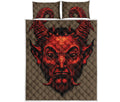 Red Devil Satan Print Quilt Bed Set