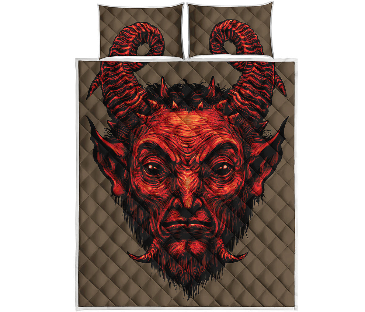 Red Devil Satan Print Quilt Bed Set