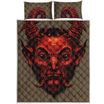 Red Devil Satan Print Quilt Bed Set