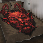 Red Devil Satan Print Quilt Bed Set