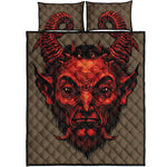 Red Devil Satan Print Quilt Bed Set