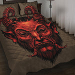 Red Devil Satan Print Quilt Bed Set