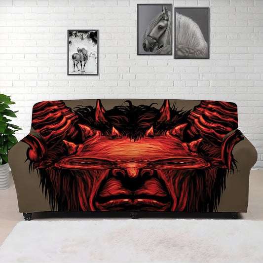 Red Devil Satan Print Sofa Cover