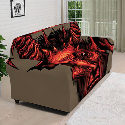Red Devil Satan Print Sofa Cover