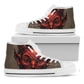 Red Devil Satan Print White High Top Sneakers