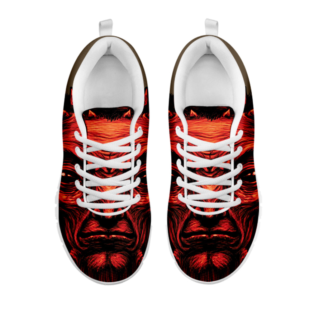 Red Devil Satan Print White Sneakers