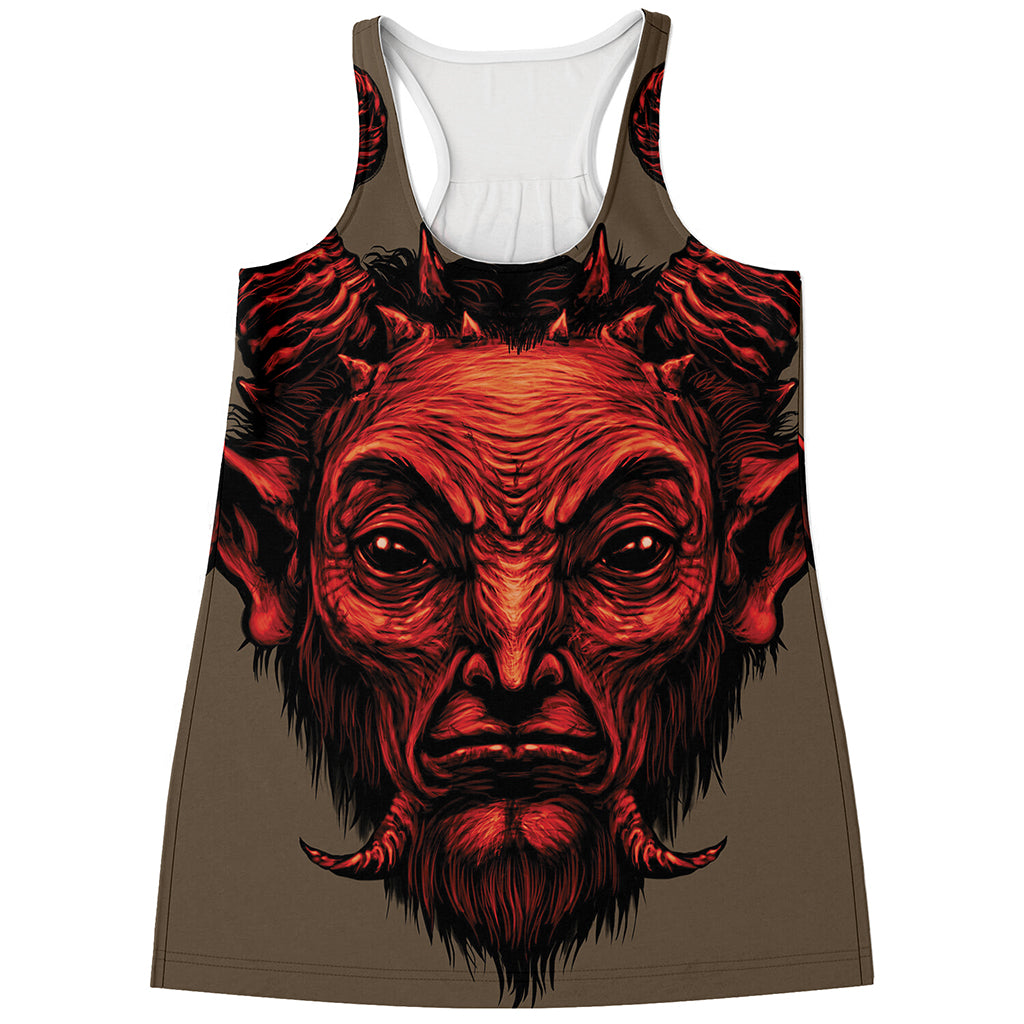 Red Devil Satan Print Women's Racerback Tank Top