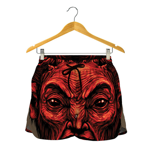 Red Devil Satan Print Women's Shorts