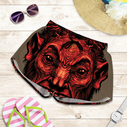 Red Devil Satan Print Women's Shorts