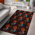 Red Dragon Lotus Pattern Print Floor Mat