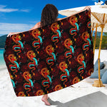Red Dragon Lotus Pattern Print Beach Sarong Wrap