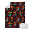 Red Dragon Lotus Pattern Print Blanket