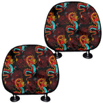 Red Dragon Lotus Pattern Print Car Headrest Covers