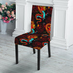 Red Dragon Lotus Pattern Print Dining Chair Slipcover