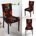 Red Dragon Lotus Pattern Print Dining Chair Slipcover