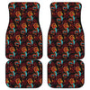 Red Dragon Lotus Pattern Print Front and Back Car Floor Mats