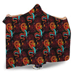 Red Dragon Lotus Pattern Print Hooded Blanket