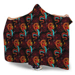 Red Dragon Lotus Pattern Print Hooded Blanket