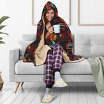 Red Dragon Lotus Pattern Print Hooded Blanket