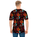 Red Dragon Lotus Pattern Print Men's T-Shirt