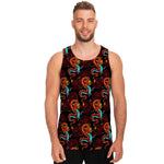 Red Dragon Lotus Pattern Print Men's Tank Top