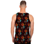 Red Dragon Lotus Pattern Print Men's Tank Top