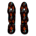 Red Dragon Lotus Pattern Print Muay Thai Shin Guards