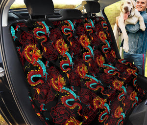 Red Dragon Lotus Pattern Print Pet Car Back Seat Cover