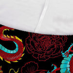 Red Dragon Lotus Pattern Print Sofa Cover